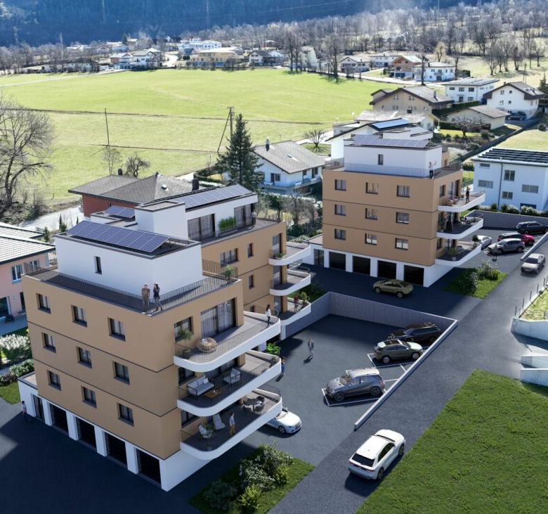 Moderne 3,5-Zimmer-Wohnung in einem Neubau mit grossem Balkon, in Susten