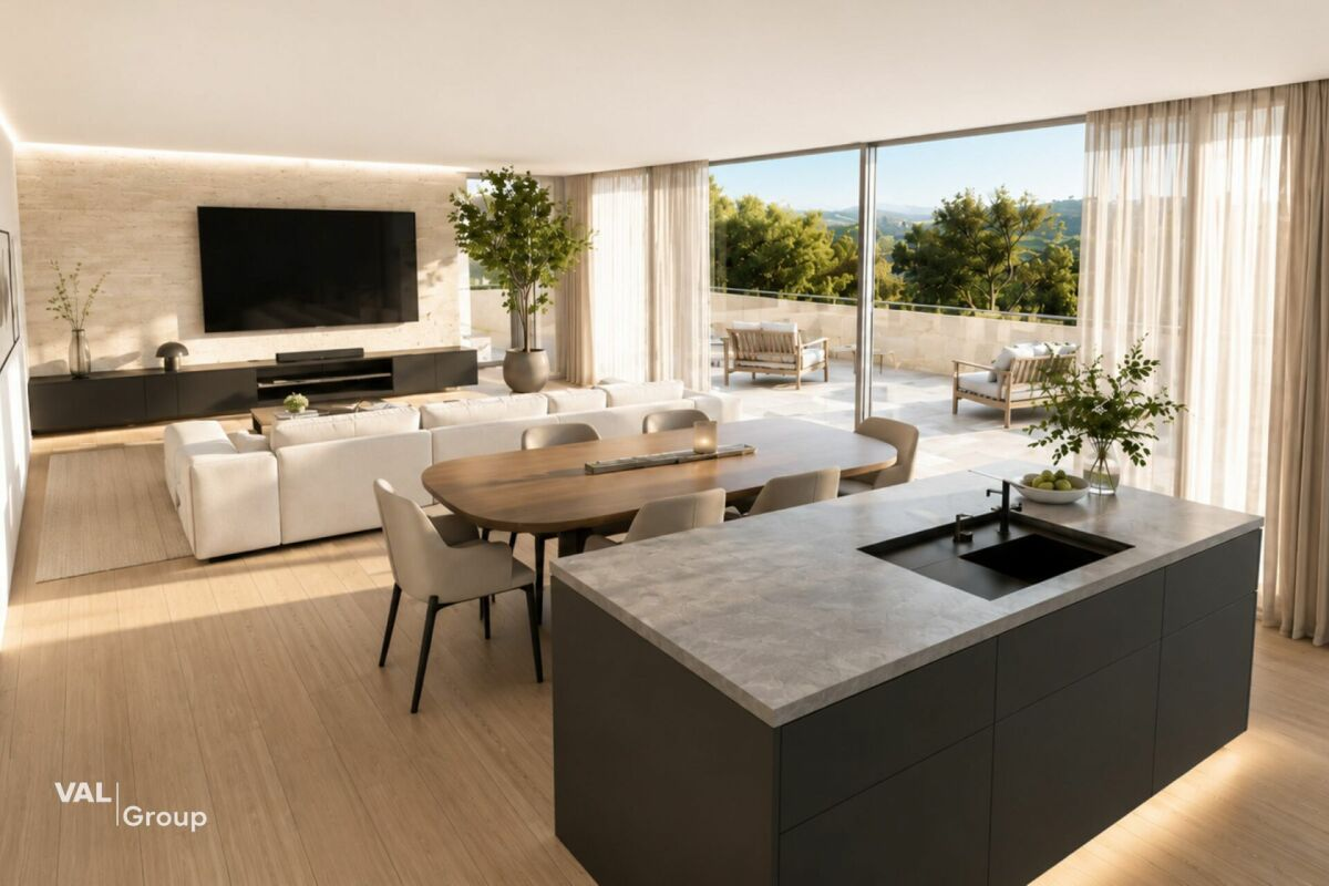Magnifique attique, avec deux belles terrasses et un jardin privé au rez-de-chaussée