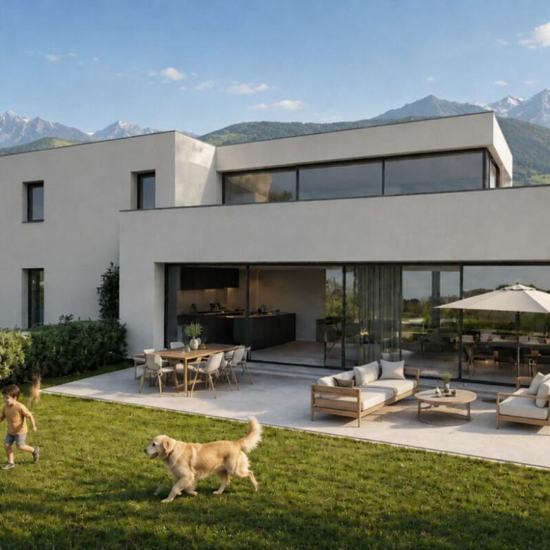 Magnifique attique, avec deux belles terrasses et un jardin privé au rez-de-chaussée