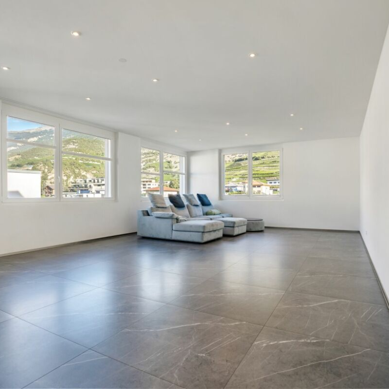 Modern duplex apartment in attic with panoramic mountain view