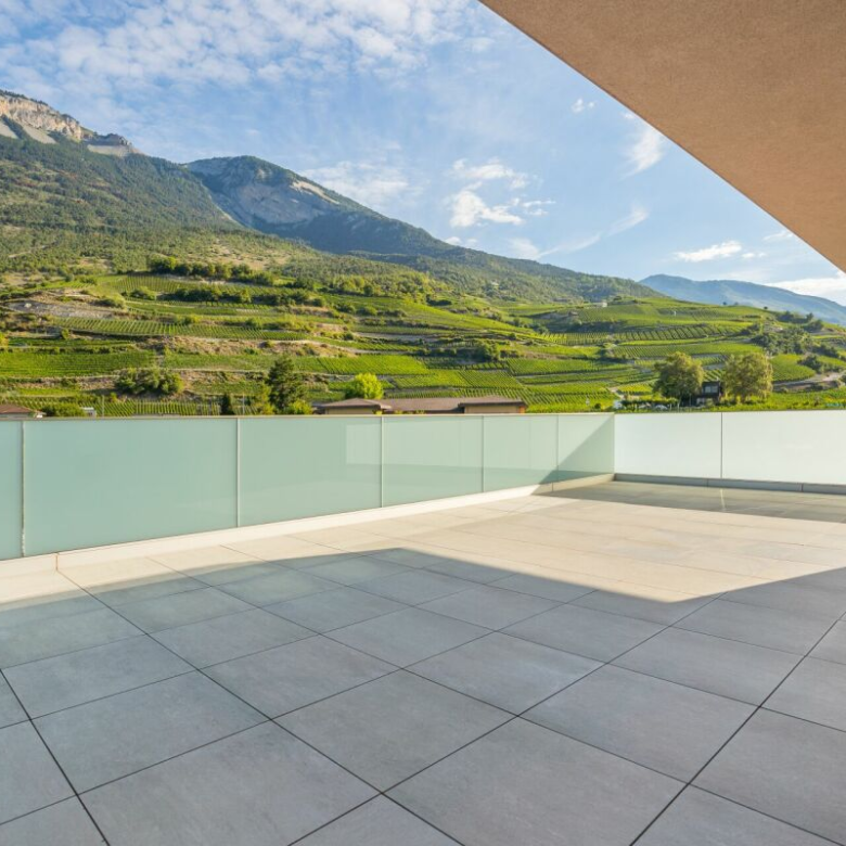 Modern duplex apartment in attic with panoramic mountain view