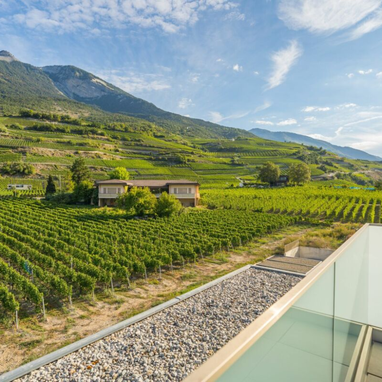 Modern duplex apartment in attic with panoramic mountain view