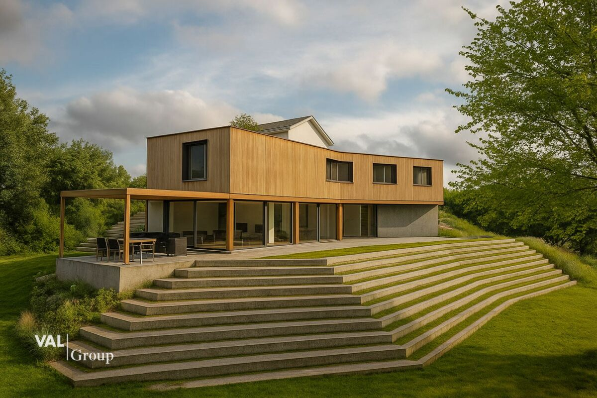 Building land with construction permit for a single-family house, located in a privileged and elevated setting